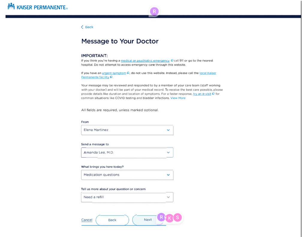 AI KP Assistant Message to Your Doctor