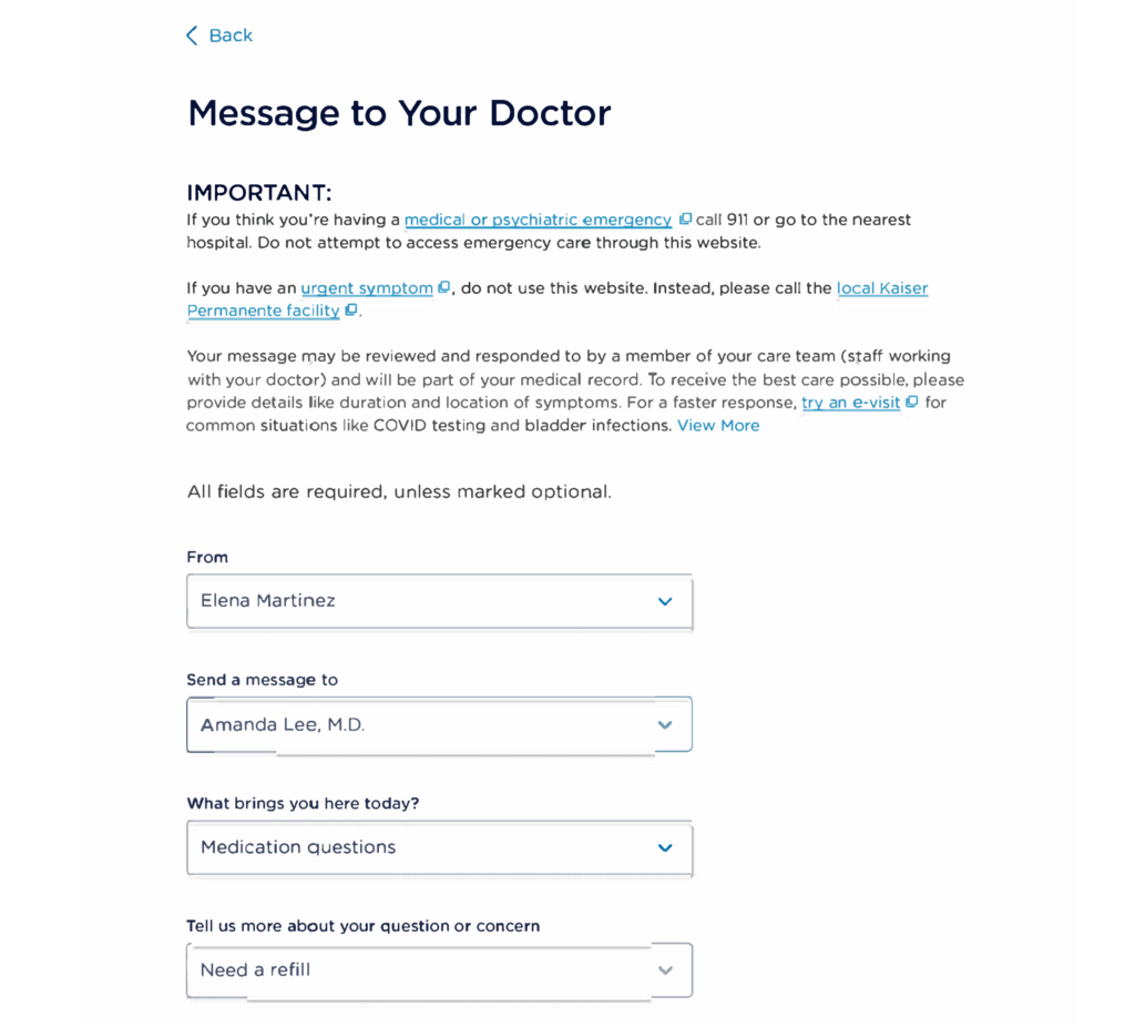 AI KP Assistant Message to Your Doctor