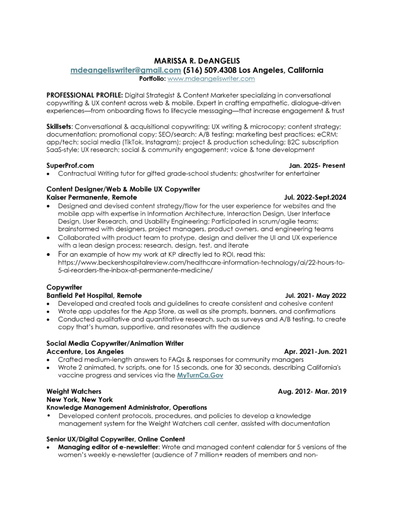 resume page 1